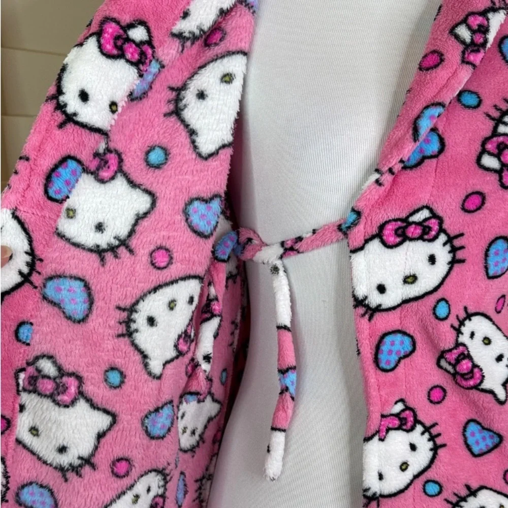 Kids Hello Kitty Pink Bath Robe Toddler Little Girls Pajamas Size 4 *fits 3-6yrs